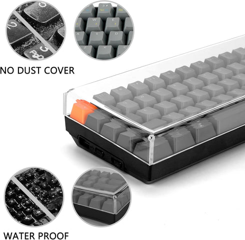 Geekria 65% Keyboard Dust Cover, Clear Acrylic Cover for 68 Key Mechanical Keyboards, Compatible with Keychron K7, K6