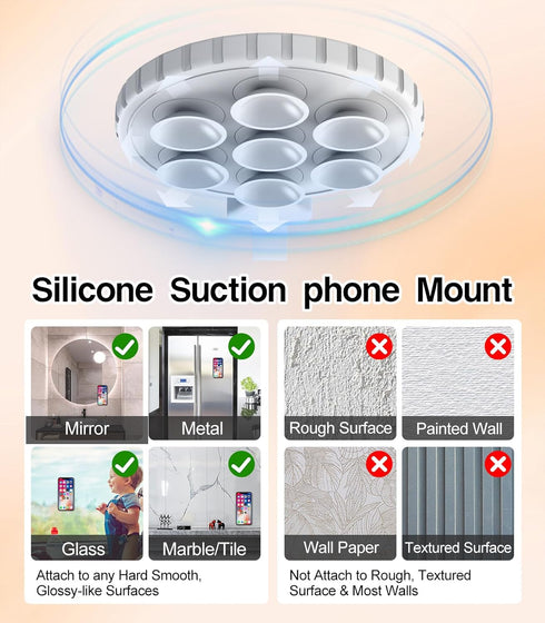 Suction Cup Phone Case Mount, Magnetic Grip Holder with Silicone Loop for iPhone/Samsung/Google, Hands-Free for