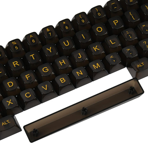 Fogruaden 61 Keys Black Clear Keycap Set, OSA Profile Transparent PC Material Keycaps, Compatible with 61 Key Cherry