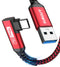 SUNGUY USB C 3.1 Gen 2 Cable 3FT, Right Angle Android Auto USB C, 3A Fast Charge & 10Gbps Data Sync, Red