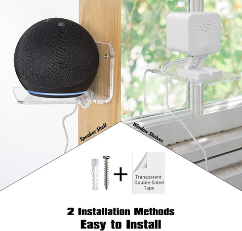 SIPRDE Acrylic Small Wall Shelf Set of 3 for Security Cameras, Baby Monitors, Easy to Install No Drill, Clear