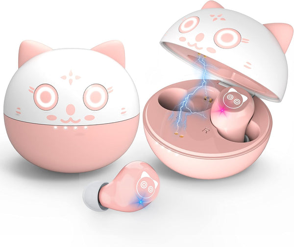 Bluetooth Kids Earbuds, Pink Wireless Earbuds for Girls and School Classroom Earpods