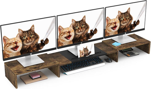 WESTREE Triple Dual Monitor Stand Riser, Extra Long Monitor Stand for 1~2~3