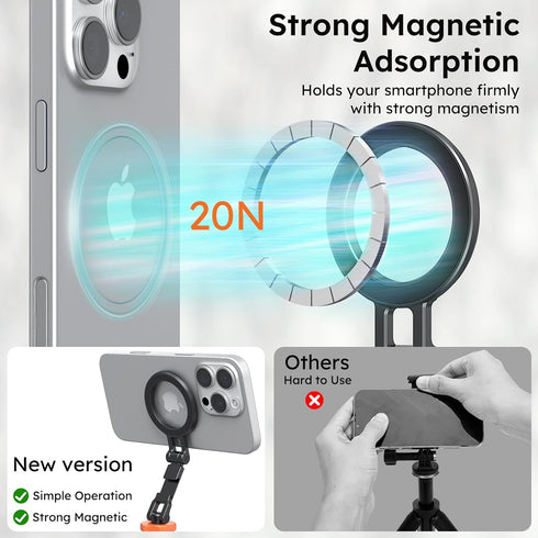 VRIG Direct MG-28 Mount,1/4" 360 iPhone17 16 15 14 13 12 VRIG Magnetic Phone Tripod Thread Cold Shoe Rotation,for Pro