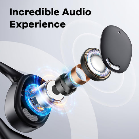 Open Ear Headphones - AirFlow Pro Bluetooth 5.3 Earbud Wireless Earphones Headset for Running and Outdoor Activities with Immersive Sound(Black)