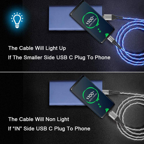USB C to USB C Fast Charging Cable 6ft 60W 3A Charger with Led Light up Compatible with Samsung Galaxy S23/S22