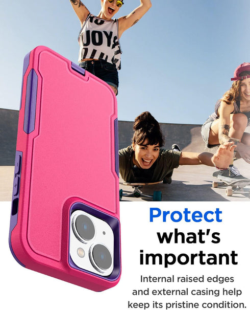 AICase iPhone 14 Heavy Duty Case with Glass Screen Protector, Rugged Shockproof Full Body Protection, 6.1" Durable Cover