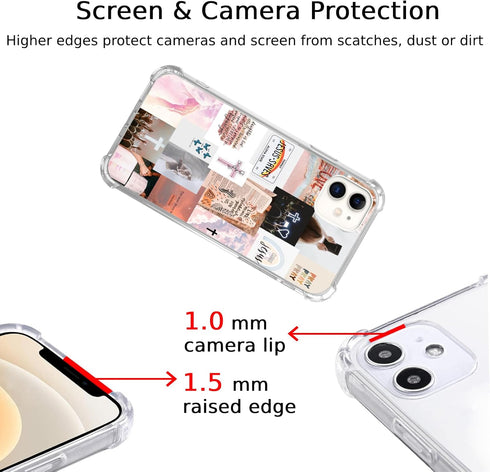 Trendy Christian Aesthetic Collage Case for iPhone 12/12 Pro, Jesus Faith Cross, Cool TPU Phone Cover.