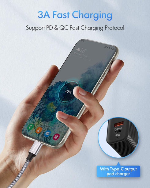 etguuds USB C to USB C Cable 2ft, 2-Pack, 60W Fast Charging for Samsung Galaxy S24 S23 S22, iPhone 15 Pro Max