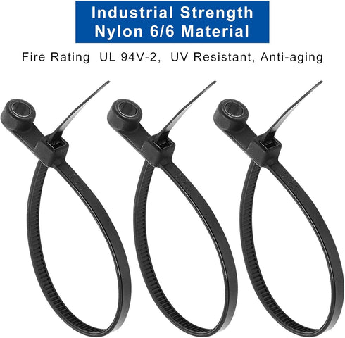 Zip Ties with Screw Hole, 150 Pcs, 6 inch 48 lbs Electrical Cable Ties Straps, Heavy Duty Nylon Zip Tie (Black)