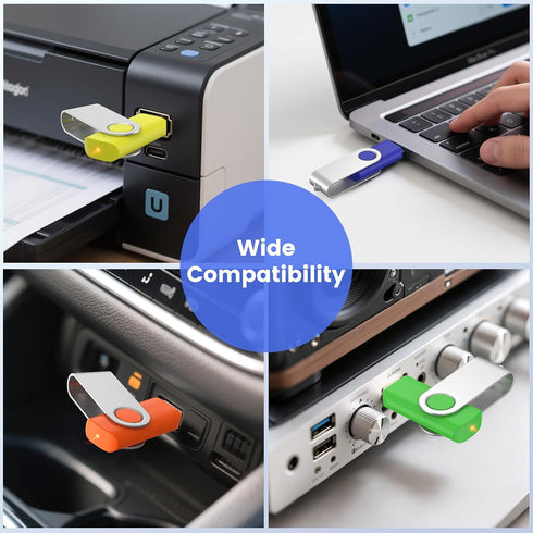 ABLAZE 4GB 10 Pack, 2.0 Flash Drive USB Memory Stick with Lanyards Swivel Thumb Drives Bulk Pendrive U Disk for Data