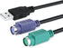 Perixx PERIPRO-401 PS2 to USB Adapter for Keyboard and Mouse, Built-in USB Controller, Black