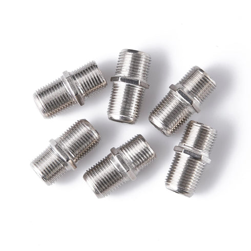 QDiShi 10 Pack Coaxial Cable Connector, RG6 Coax Cable Extender F-Type Silver Plated Adapter for TV Cables