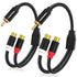 HOSONGIN 1ft RCA Splitter 1 Male to 2 Female Y Adapter, 2 Pack Short RCA Audio Speaker Splitter Cable