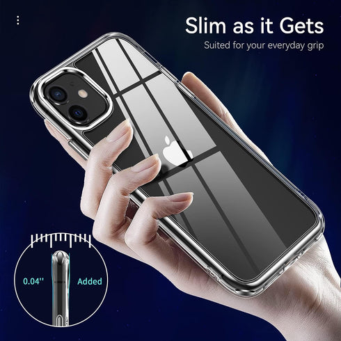 JJGoo Compatible iPhone 11 Case Clear, Transparent Shockproof Slim Anti-Scratch Hard PC Back Protective Bumper