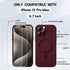 iPhone 15 Pro Max Magnetic Case for Women - Wine Red, Matte Soft Metallic, MagSafe Compatible, with Lens & 2 Screen