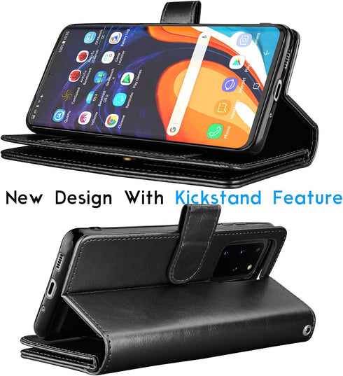Tekcoo Wallet Case for Samsung Galaxy S20 Plus, Luxury PU Leather with Cash and Credit Card Slots - Black