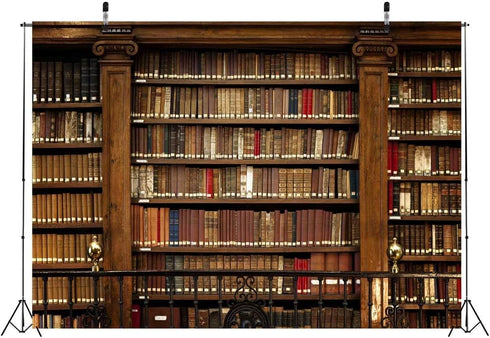 BELECO 8x6ft L-0003 Fabric Vintage Bookshelf Backdrop Books Antique Book Racks Old Library Phtography Backdrop
