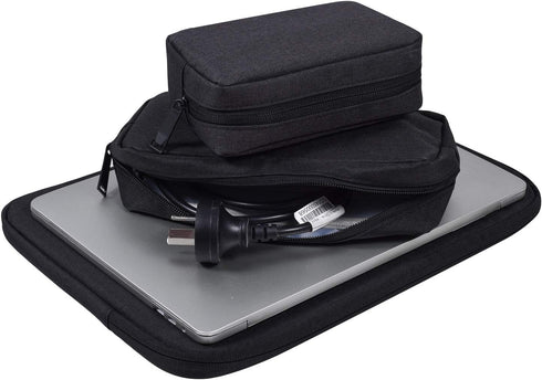 dealcase Canvas Waterproof Universal Electronic Accessories Organizer for Power Bank, Charging Cords, Gadgets, Black