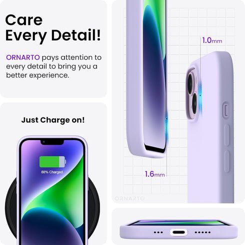 ORNARTO 14 6.1, 3 6.1 Inch-Pastel Compatible with iPhone Case Slim Liquid Silicone Layers Full Phone Covered Soft Gel