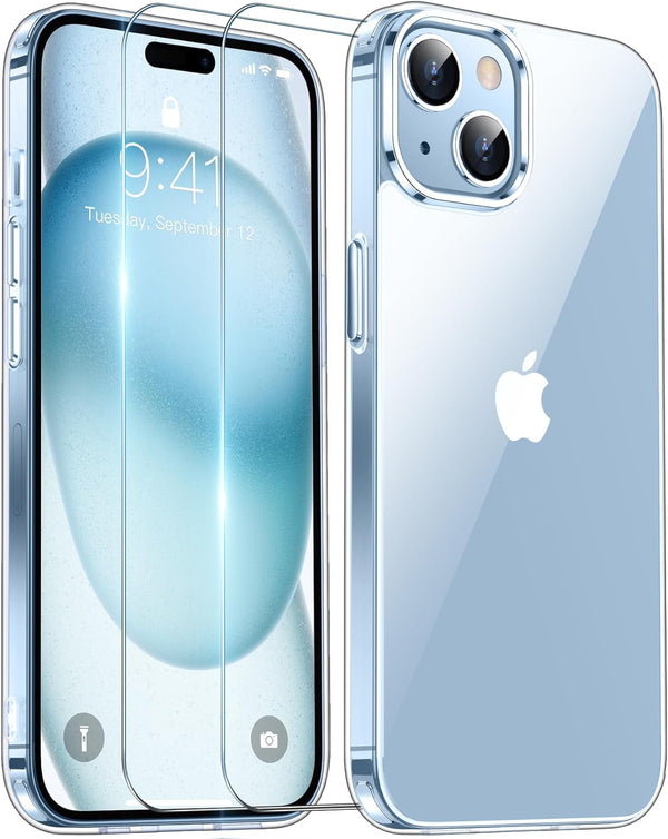 Designed for iPhone 15 Plus Case with 10 FT Military Grade Drop Protection, Not Yellowing, with 2 Pcs Tempered Glass