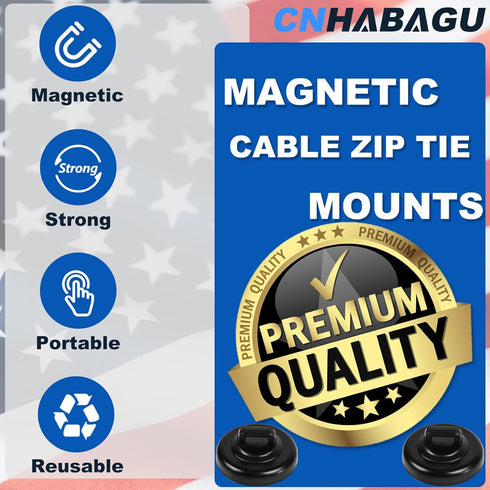 5 Magnetic Cable Clips Multipurpose Zip Ties Mount Base Holder Black Wire Cable Holder Management for Home Office