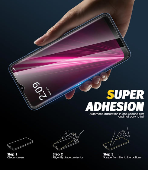 Orzero (4 Pack) Tempered Glass Screen Protector for T-Mobile REVVL 6x 5G / REVVL 6 5G, 2.5D Arc Edges, 9H HD