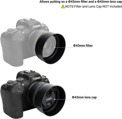 Lens Hood for Canon RF 50mm F1.8 STM on EOS R6 R5 RP, Reversible Shade Replace Canon ES-65B, Compatible with 43mm