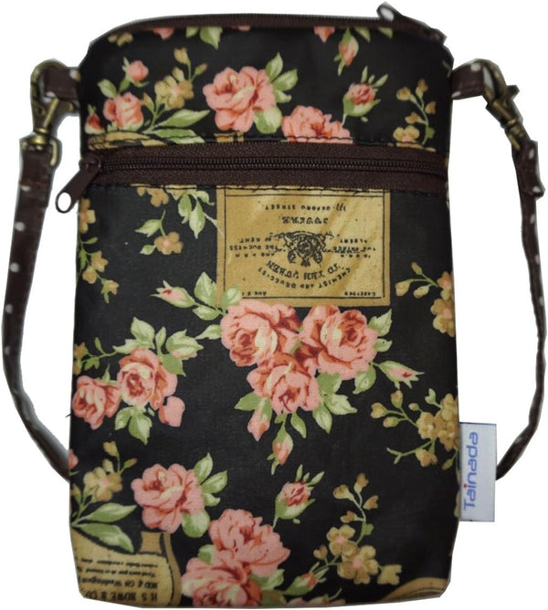 Tainada Women Crossbody Shoulder Travel Zippered Wallet Purse Clutch Phone Bag with Detachable Strap, Floral Pattern