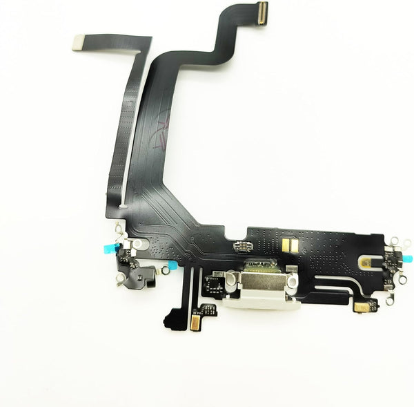 Charging Port Board Dock Connector Flex Cable Replacement for iPhone 14 Pro Max 6.7 inch (White)