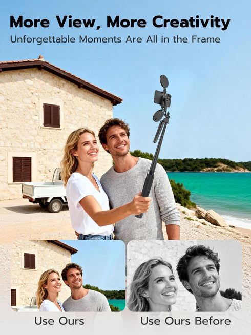 USKEYVISION 70" 360 Recording/Photography(UT-02) Multifunctional Phone Tripod for iPhone with Light, Extendable Selfie