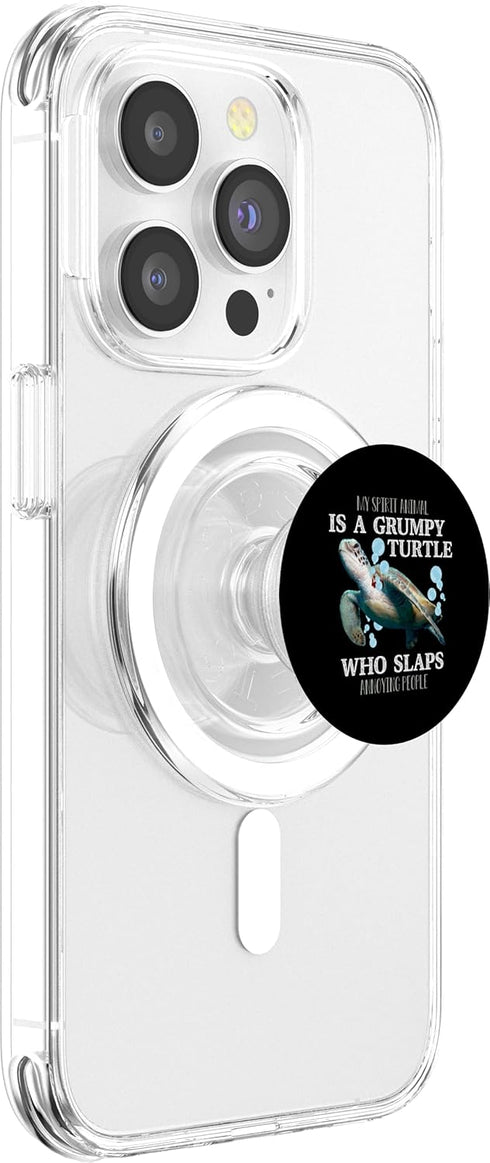My Spirit Animal Is Grumpy Turtle Who Slaps Annoying People PopSockets MagSafe PopGrip for iPhone