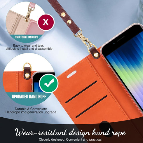 FYY Designed for iPhone SE Case 2022 / 2020 / iPhone 7 / 8 - Luxury PU Leather Wallet Phone Case with Card Holder (Dark