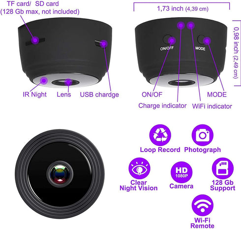 WiFi Camera Indoor, 1080P Pet Dog Camera with 150° Wide Angle and Night Viewing for Security