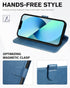 TUCCH iPhone 13 Wallet Case 5G, Lake Blue, Magnetic Folio, RFID Blocking, TPU Interior, Flip Cover, 6.1" Compatible.