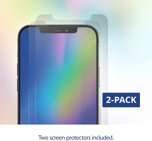 max Protection HD Screen Protector, 2 Pack Tempered Glass for Apple iPhone 12 Mini, Case Friendly