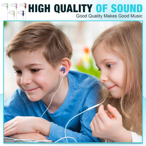 Konohan 100 Pack Kids Earbuds, Wired Earphones for School Library, Mixed Colors