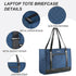 EMPSIGN 16 Inch Laptop Tote Bag for Women, Stylish Quilted Computer Shoulder Briefcase, Waterproof Haze Blue