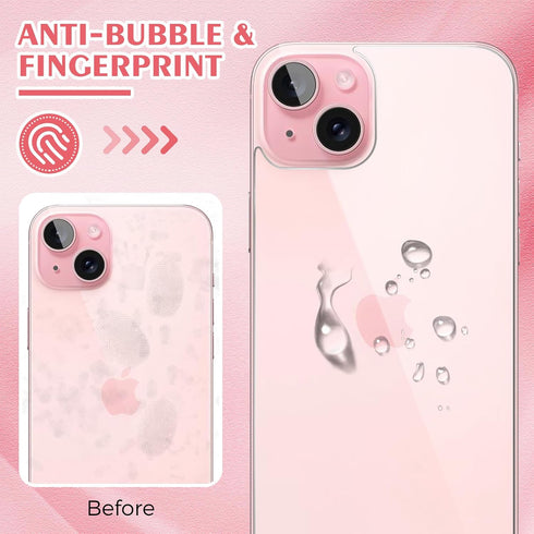 Beeyoka 3 Pack Screen Protector for iPhone 15 Plus, Front and Back Anti-Fingerprint Camera Protector for iPhone 15 Plus