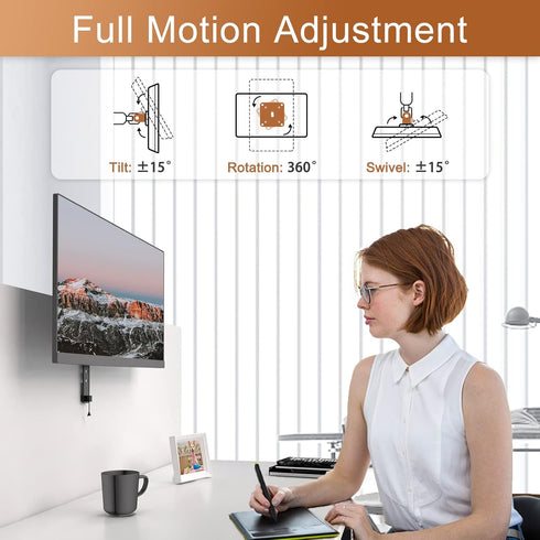 JOY worker Height Adjustable Cubicle Monitor Mount, 13"-34" Hanger, VESA 75*75/100*100mm, Black, Holds Up to 17.6 lbs