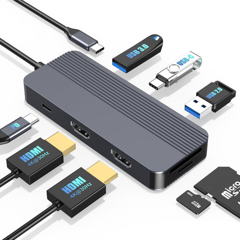 YUANSHAN Docking Station Dual Monitor for HP/Dell/Lenovo/MacBook, USB C Hub Adapter with Dual