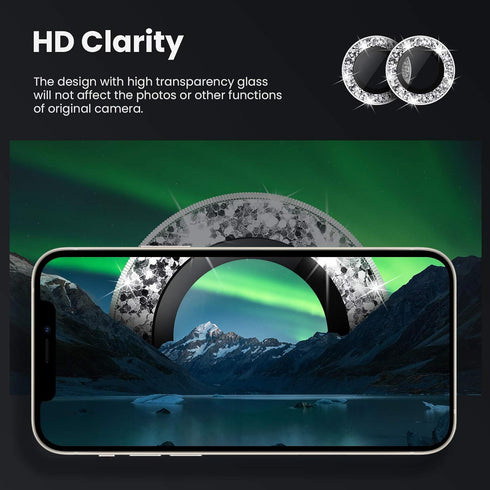 Tensea 9H Tempered Glass Camera Lens Protector for iPhone 12 & 12 mini (2020) - Diamond, 5.4" & 6.1" Compatible.