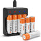 Fitinoch 8 Pack Rechargeable 1.5V Lithium Batteries AA for Blink Camera, Long-Lasting Double