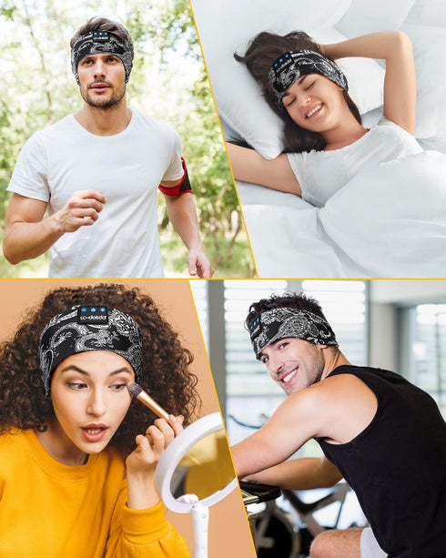 LC-dolida Sleep Headphones Bluetooth Music Band, Wireless Headphones with Thin HD Stereo Speakers for Side Sleepers,