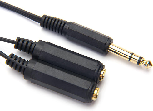 SiYear 6.35mm 1/4 inch Male Plug Stereo to 2 Dual 1/4 "TRS Female Jack Connector | Audio Speaker Cable, Y Splitter