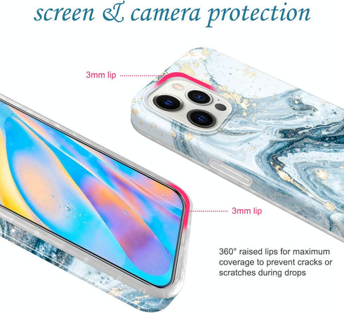 JIAXIUFEN Gold Sparkle Glitter Case for iPhone 12 and 12 Pro, Slim Shockproof TPU Soft Rubber Cover (6.1 inch, Blue)