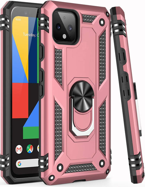 LUMARKE Case for Google Pixel 4 with Screen Protector, Military Grade Protective Phone Cover with Magnetic Ring