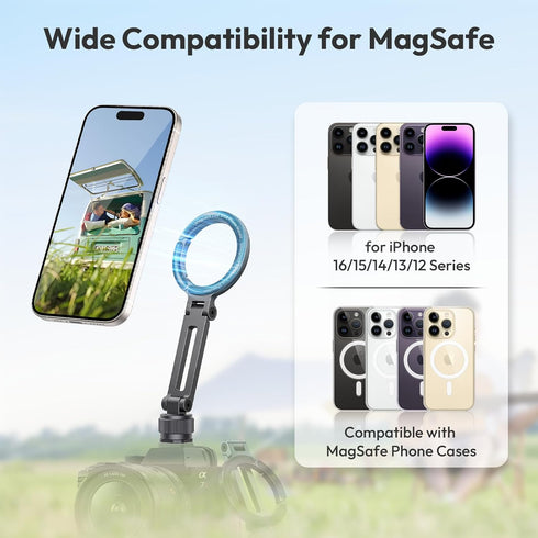 ULANZI MA07 1/4" 17/16/15/14/13/12 Magnetic Phone Tripod Mount for Magsafe, Aluminum Camera Phone Mount with Screw