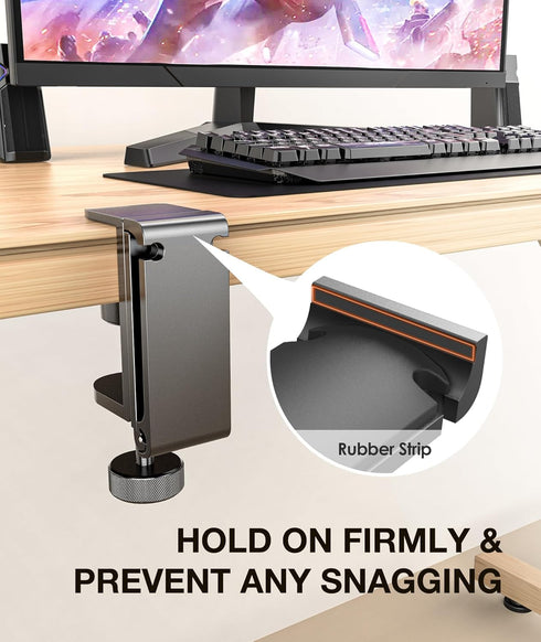 Headphone Hook Desk, Foldable Headset Holder Clamp Hanger Mount with Built-in Cable Clip Organizer