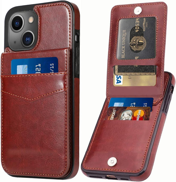 iPhone 13 Wallet Case with Credit Card Holder, PU Leather Wallet Case for iPhone 13, 6.1 inch, Sepia Brown